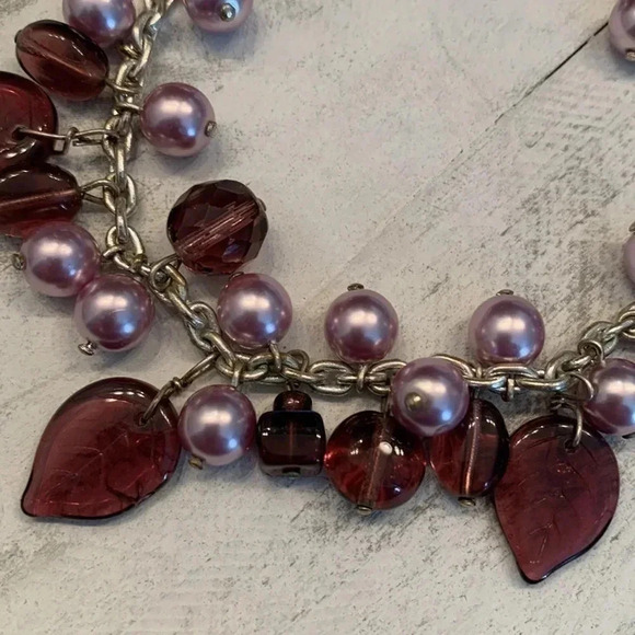 Pink Purple Bead Earrings & Bracelet - Picture 2 of 4